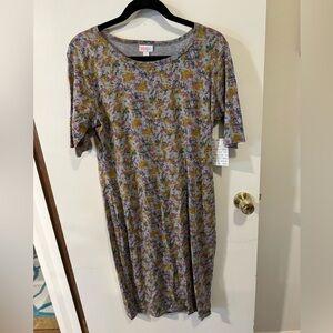 NWT LuLaRoe Julia Dress Colorful Floral Pattern Size Large